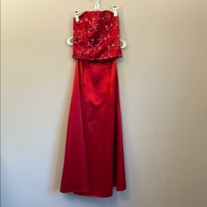 Jessica McClintock Red Strapless Prom Dress